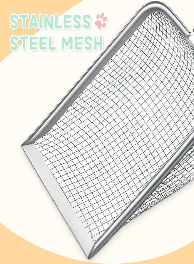 سكويشي مجرفة فضلات القطط، مجرفة فضلات قطط من الفولاذ المقاوم للصدأ للقطط والحيوانات الأليفة الصغيرة، أداة متينة لإزالة الفضلات بمقبض مريح، سهلة التنظيف لفضلات القطط وأحواض الزواحف (أسود) - Image 3